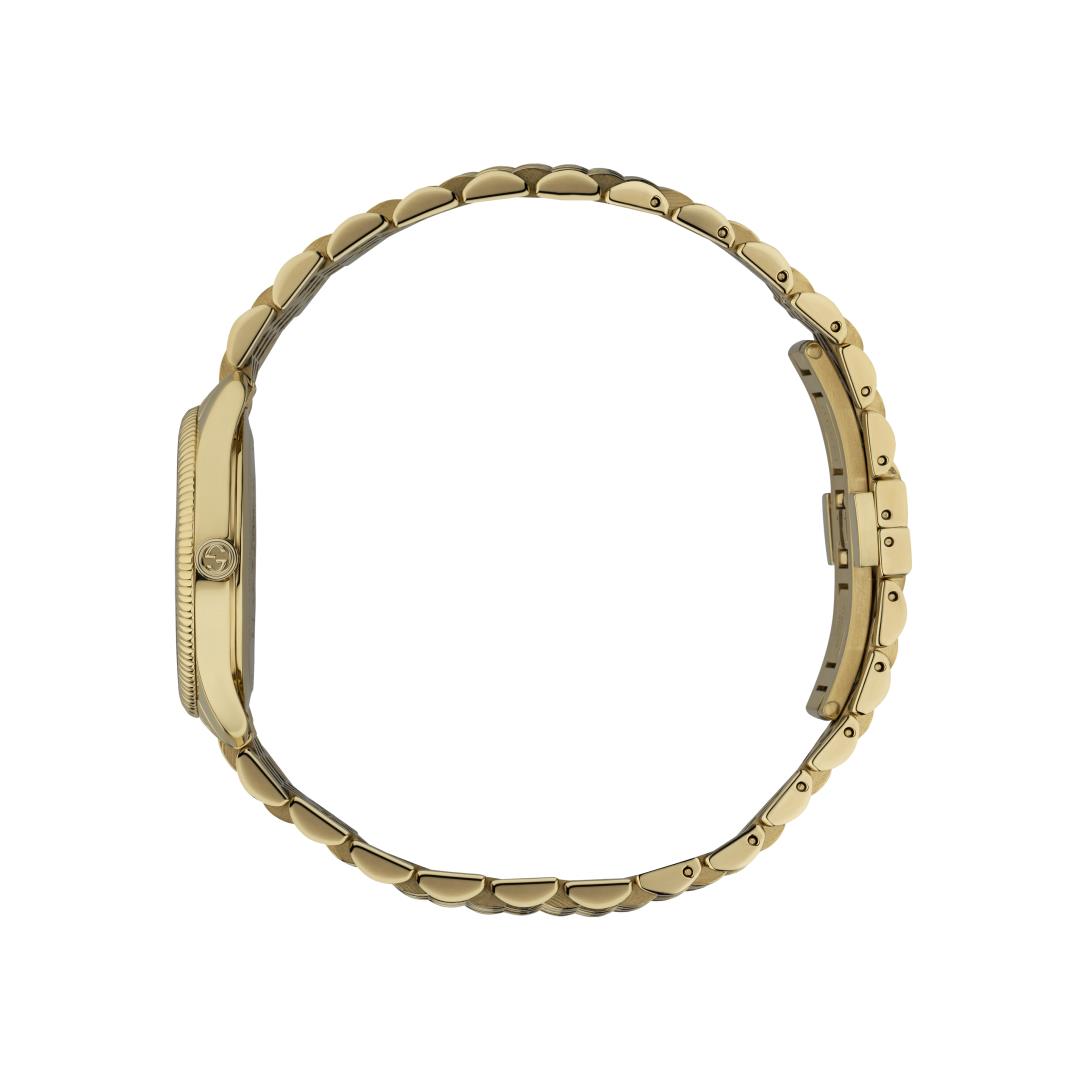 Gucci G-Timeless Silver Dial Slim Bee PVD Gold Plated Womens Quartz Watch YA1265021
