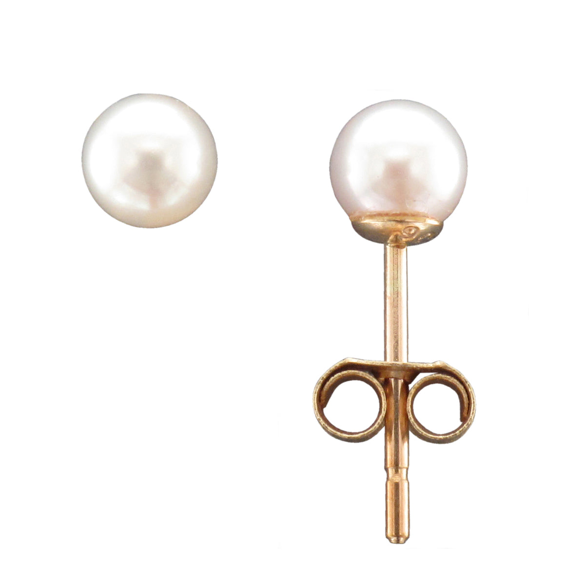 9ct Gold 4-4.5mm Cultured Japanese Akoya Pearl Stud Earrings