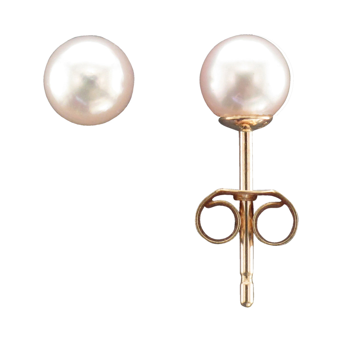 9ct Gold 5.5mm Cultured Japanese Akoya Pearl Stud Earrings