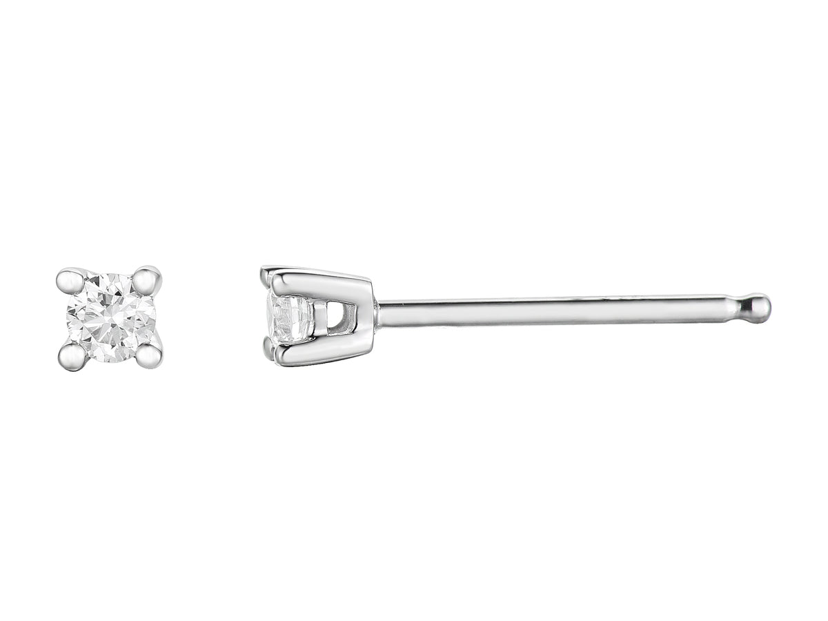 18ct White Gold 4 Claw Set 0.10ct Diamond Stud Earrings
