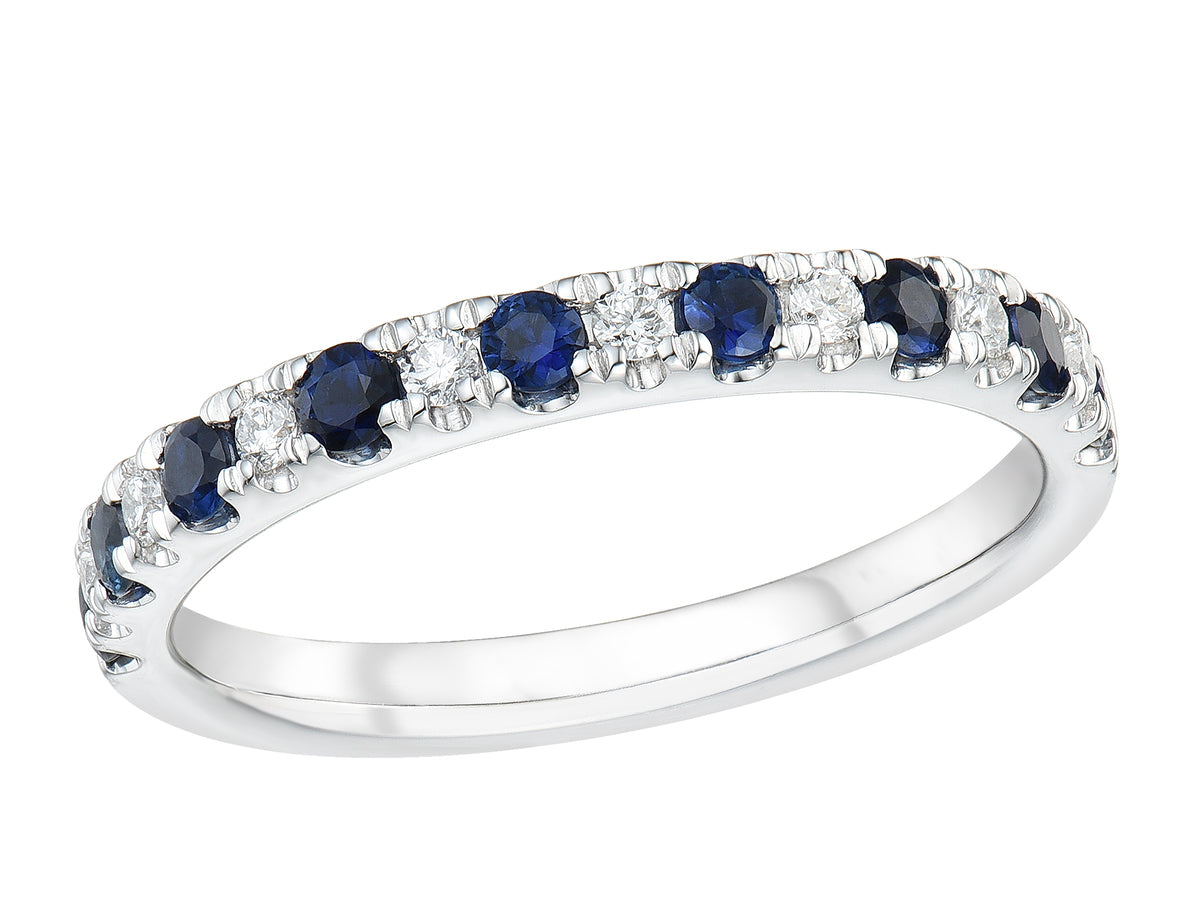 18ct White Gold Sapphire & Diamond Set Half Eternity Ring