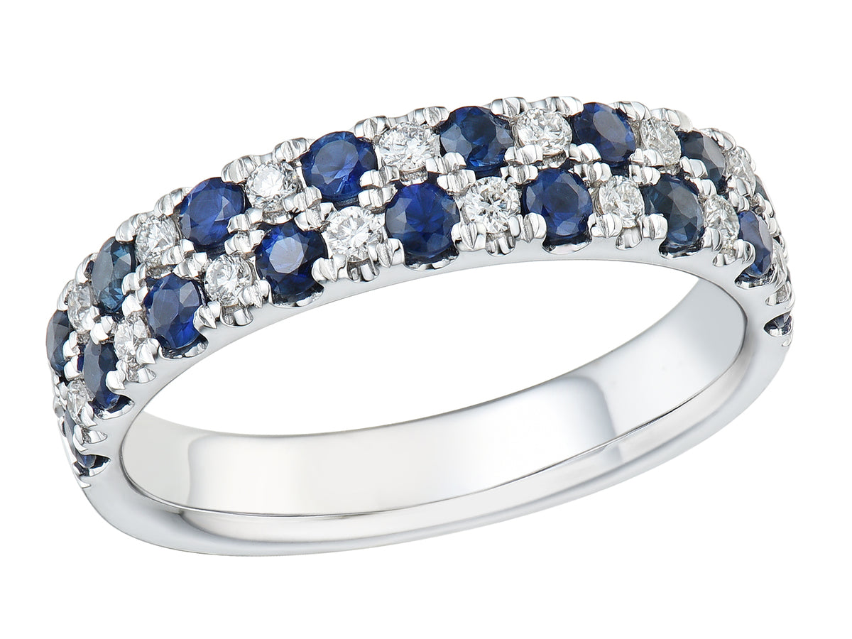 18ct White Gold Sapphire & Diamond Set Dress Half Eternity Ring