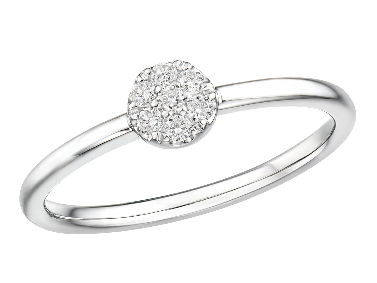 Platinum Diamond Set Round Fancy Cluster Dress Ring