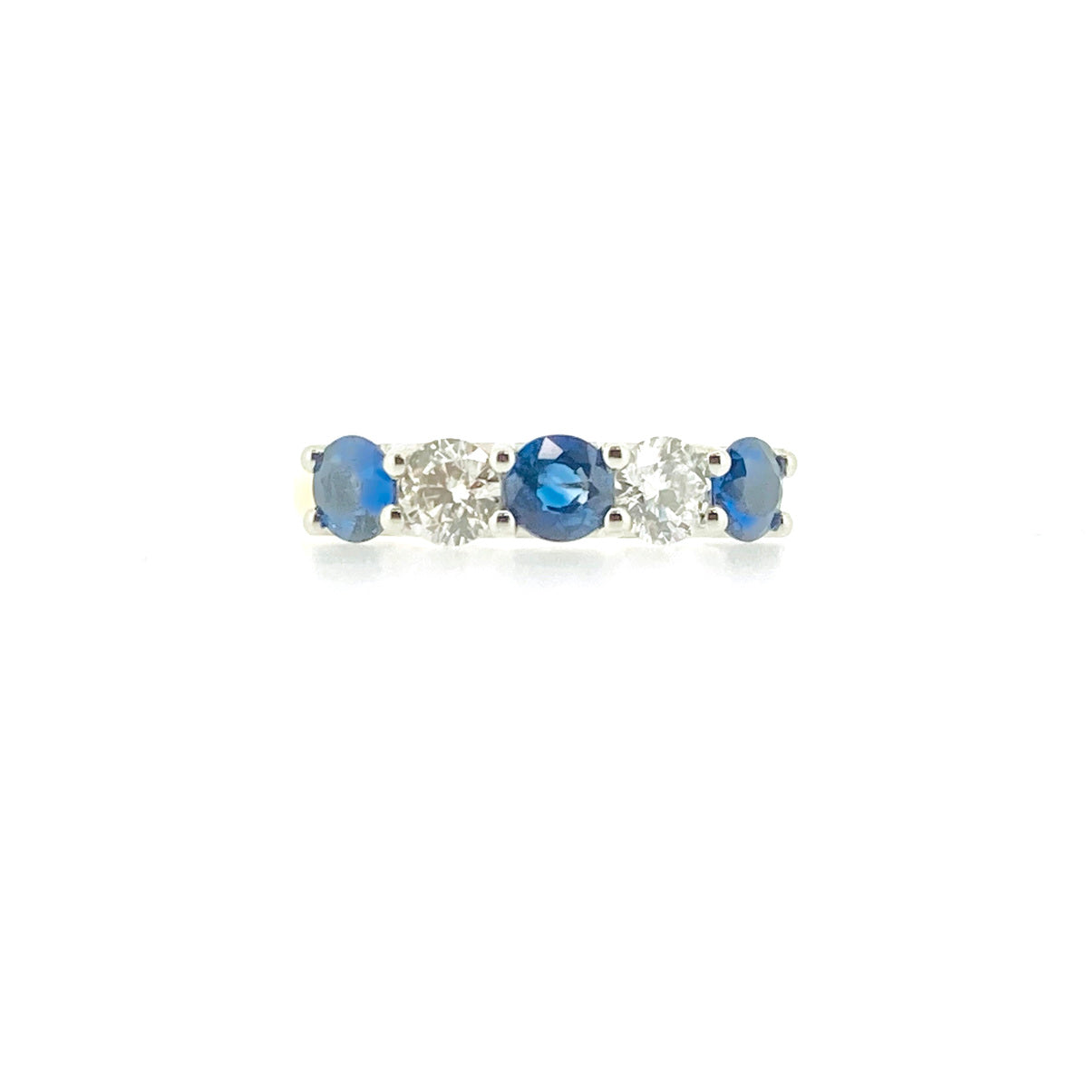 18ct Gold Sapphire & Diamond Set Five Stone Half Eternity Ring