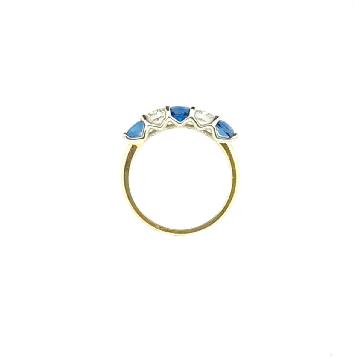 18ct Gold Sapphire & Diamond Set Five Stone Half Eternity Ring