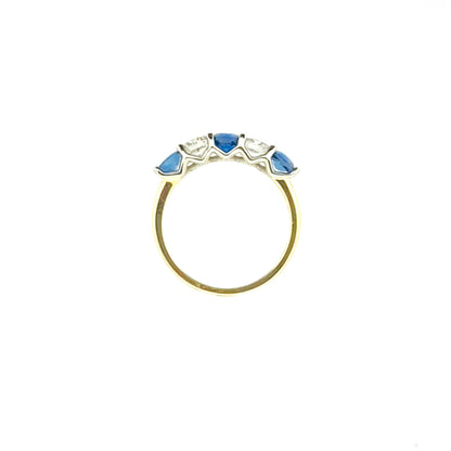 18ct Gold Sapphire & Diamond Set Five Stone Half Eternity Ring