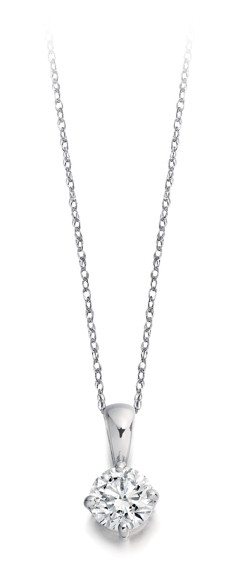18ct White Gold 4 Claw Set 0.50ct Diamond Pendant Necklace