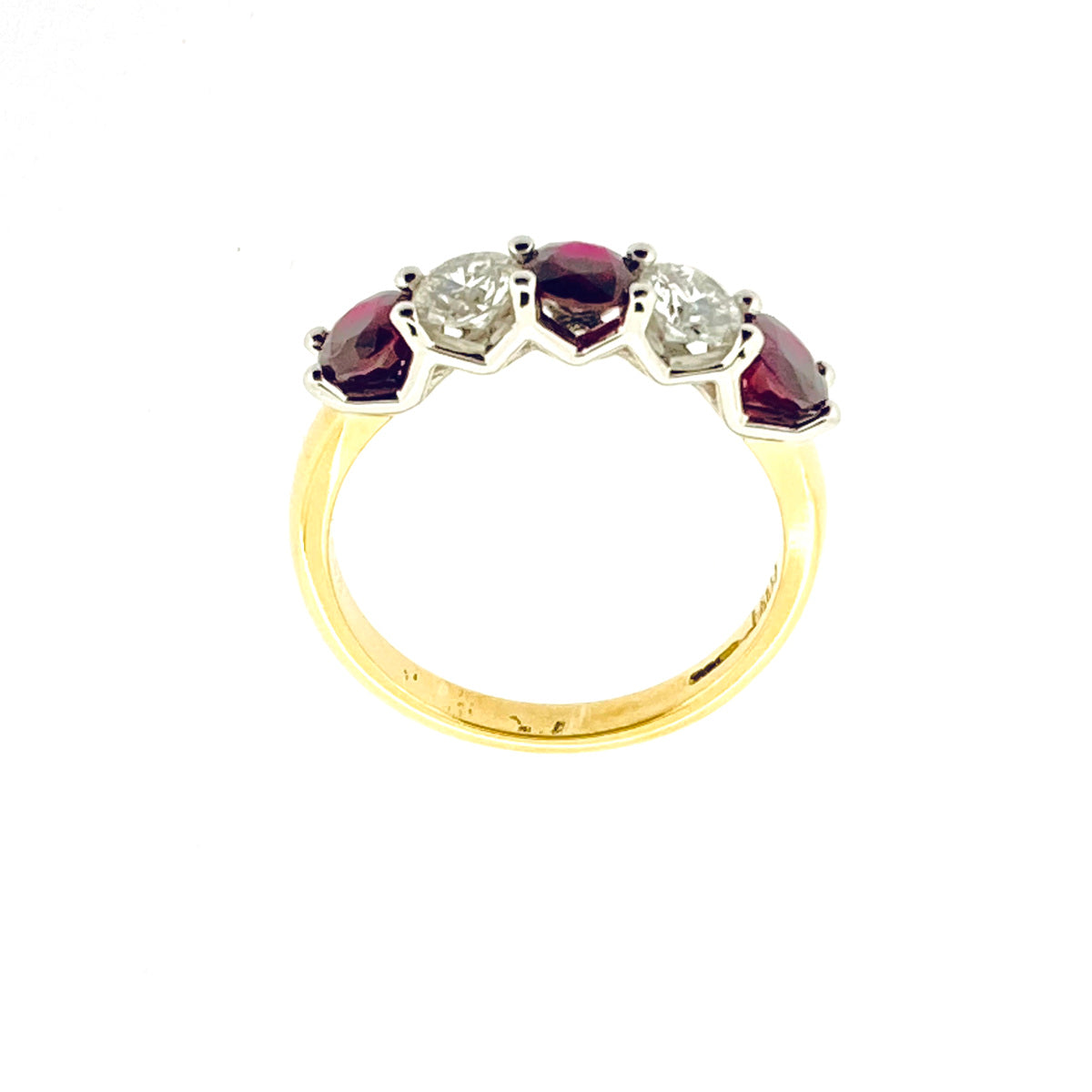 18ct Gold Claw Set Ruby & Diamond Set Five Stone Ring