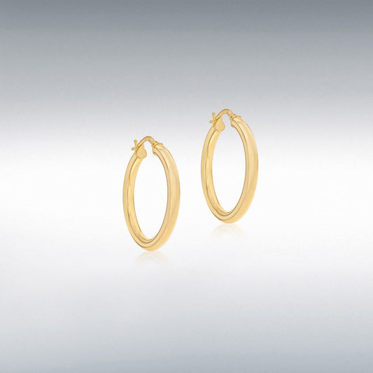 9ct Gold Plain Polished 25mm Hoop Earrings