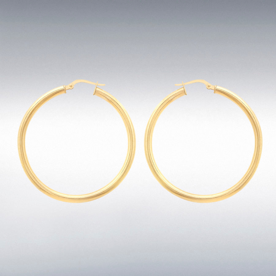 9ct Gold Plain Polished 35mm Hoop Earrings