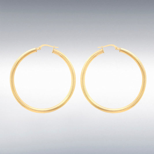 9ct Gold Plain Polished 35mm Hoop Earrings