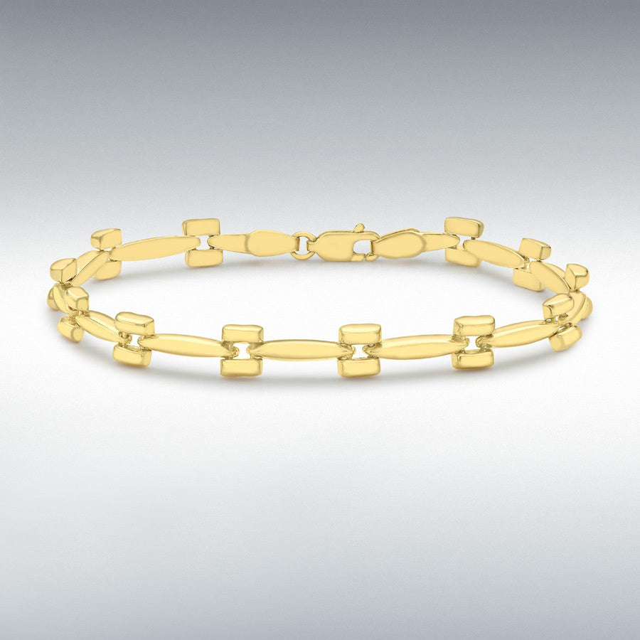 9ct Gold Bar & Square Link Design Bracelet