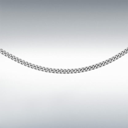 9ct White Gold Diamond Cut Curb Chain Link 18" Necklace