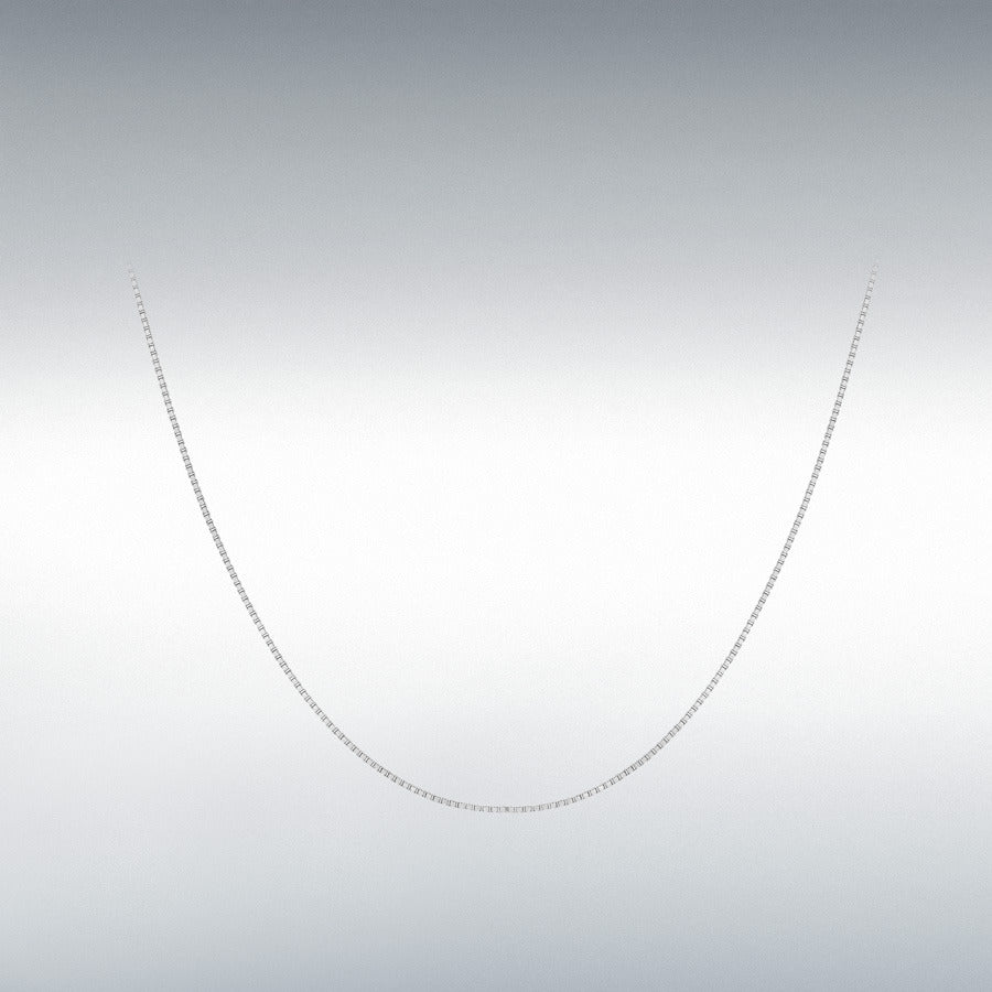 9ct White Gold Venetian Box Chain Link 18" Necklace