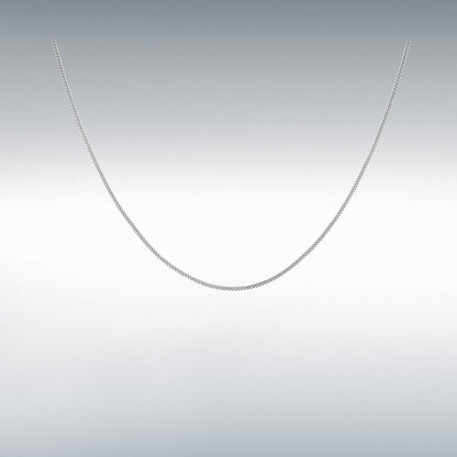 9ct White Gold Diamond Cut Curb Chain Link 18" Necklace