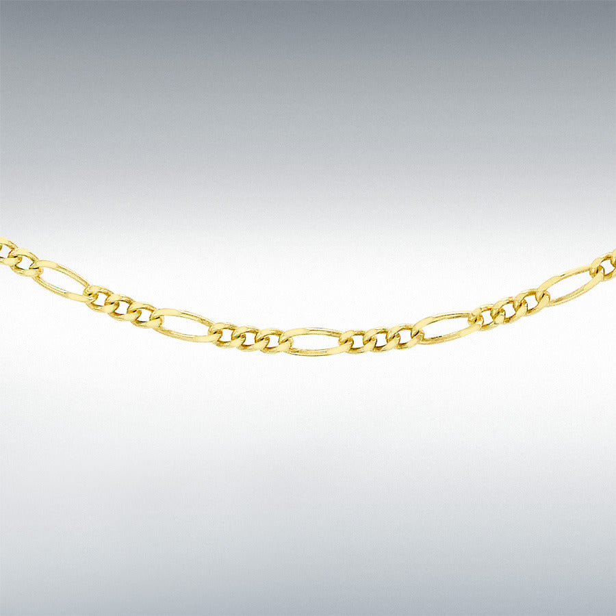 9ct Yellow Gold Diamond Cut Figaro Chain Link 18" Necklace