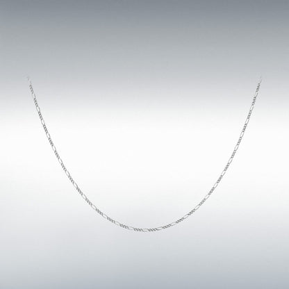 9ct White Gold Diamond Cut Figaro Chain Link 18" Necklace