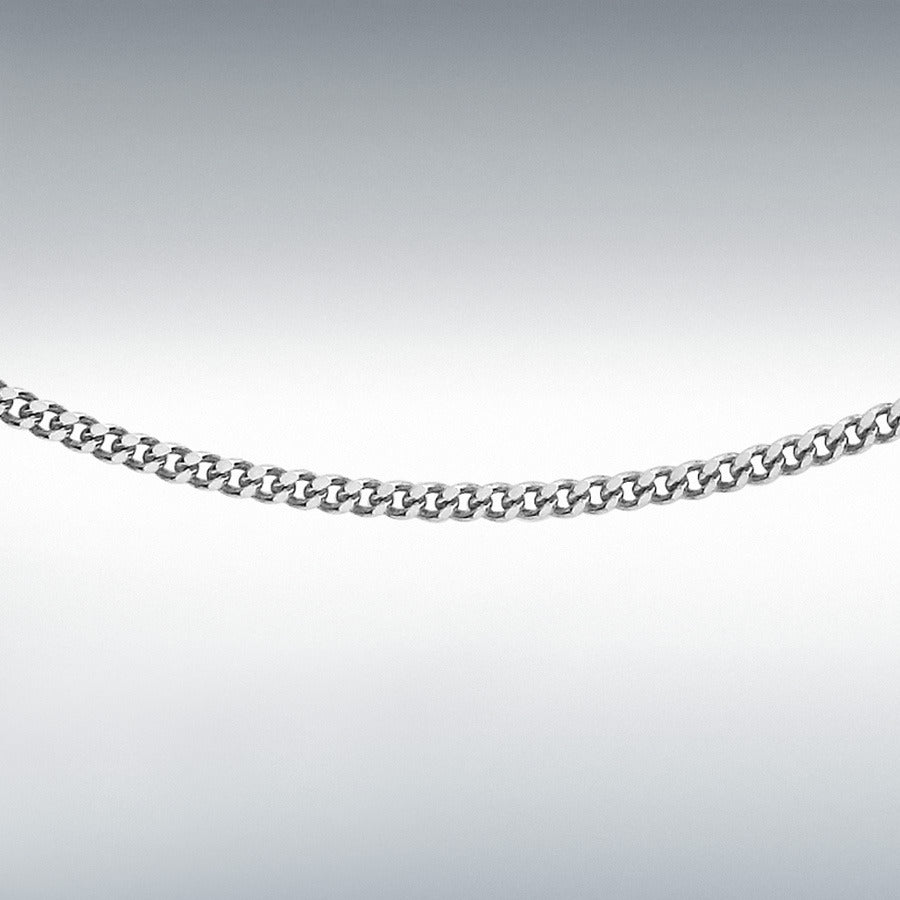 9ct White Gold Diamond Cut Curb Chain Link 18" Necklace