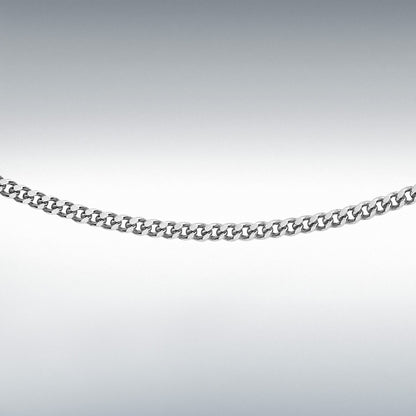 9ct White Gold Diamond Cut Curb Chain Link 18" Necklace