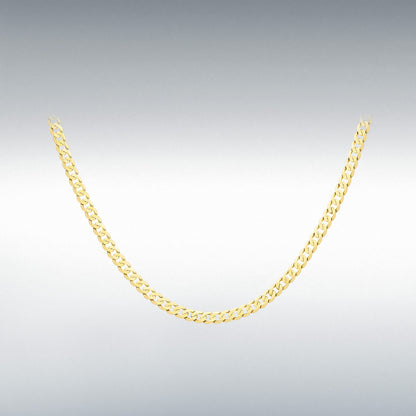 9ct Yellow Gold Diamond Cut Curb Chain Link 18" Necklace