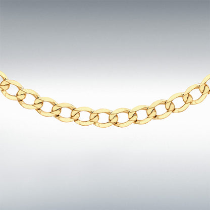 9ct Yellow Gold Diamond Cut Flat Curb Chain Link 18" Necklace