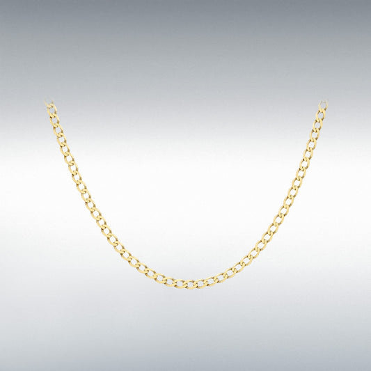 9ct Yellow Gold Diamond Cut Flat Curb Chain Link 20" Necklace