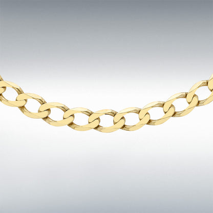 9ct Yellow Gold Diamond Cut Flat Curb Chain Link 20" Necklace