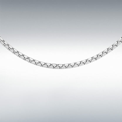 9ct White Gold Box Belcher Chain Link 18" Necklace