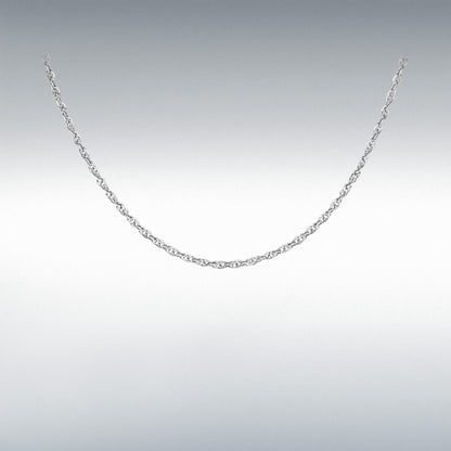 9ct White Gold Hollow Diamond Cut Prince of Wales Rope Chain Link 18" Necklace
