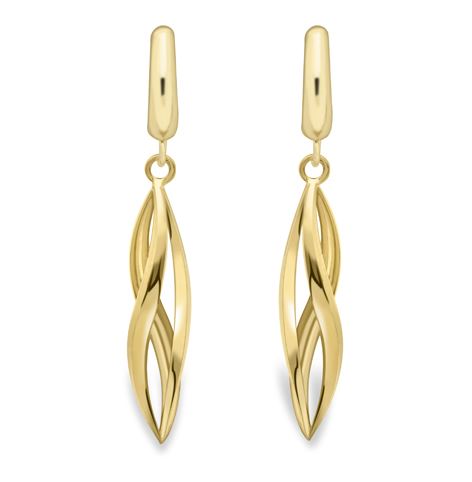 9ct Gold Polished Openwork Spiral Drop Earrings