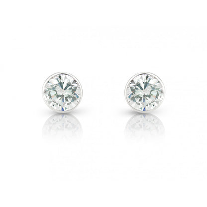 9ct White Gold Rubover Set 4mm Cubic Zirconia Stud Earrings
