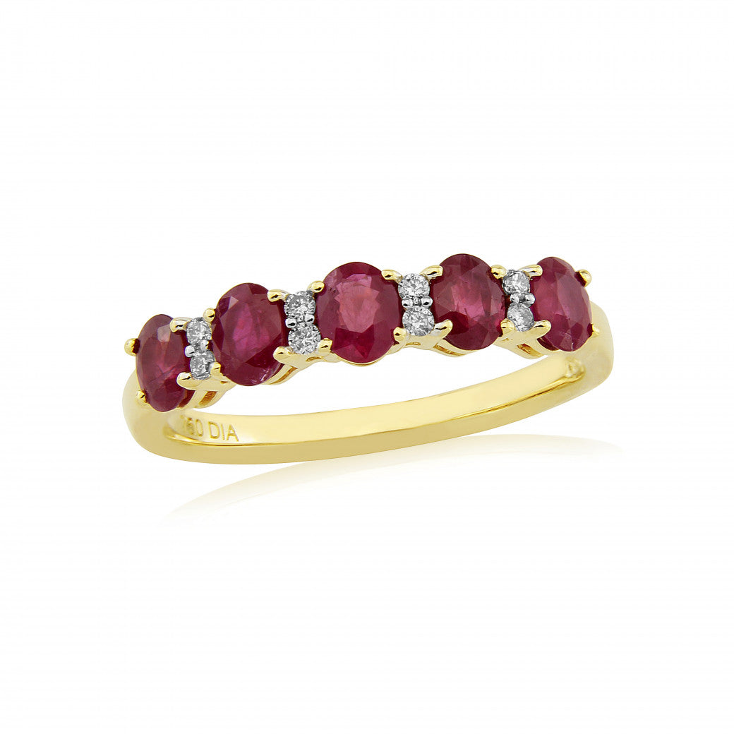 18ct Gold Claw Set Ruby & Diamond Set Dress Ring
