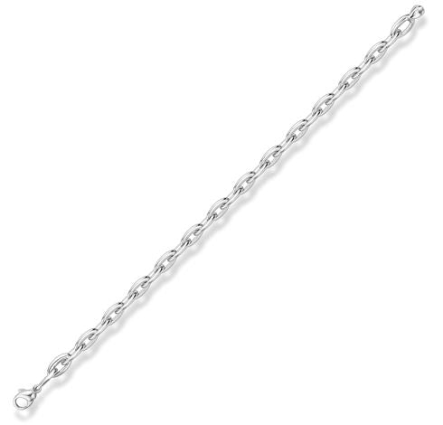9ct White Gold Elongated Oval Link Bracelet