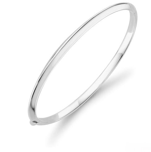 9ct White Gold Knife Edge Design Hinged Bangle