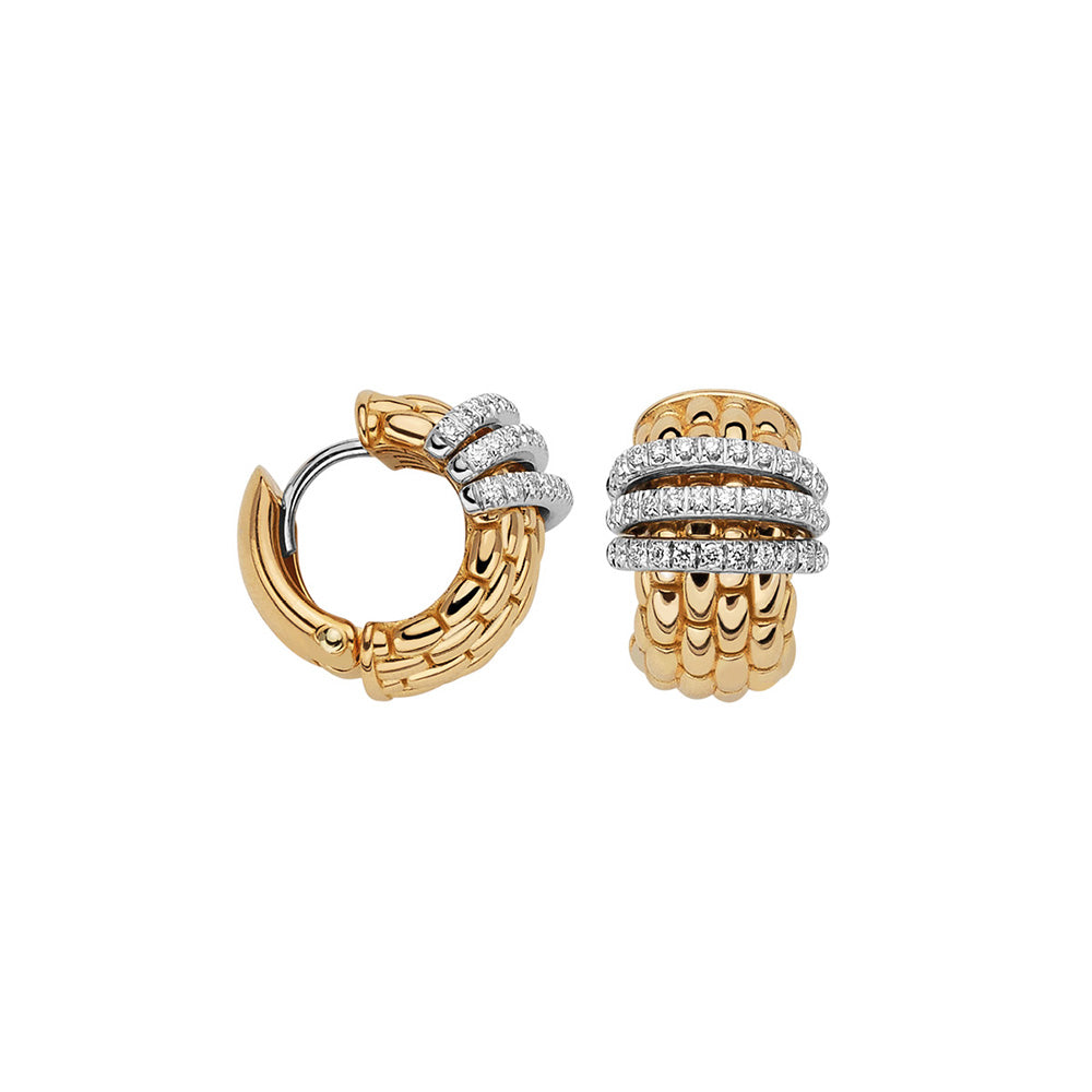 FOPE Panorama 18ct Gold & Diamond Hoop Style Earrings