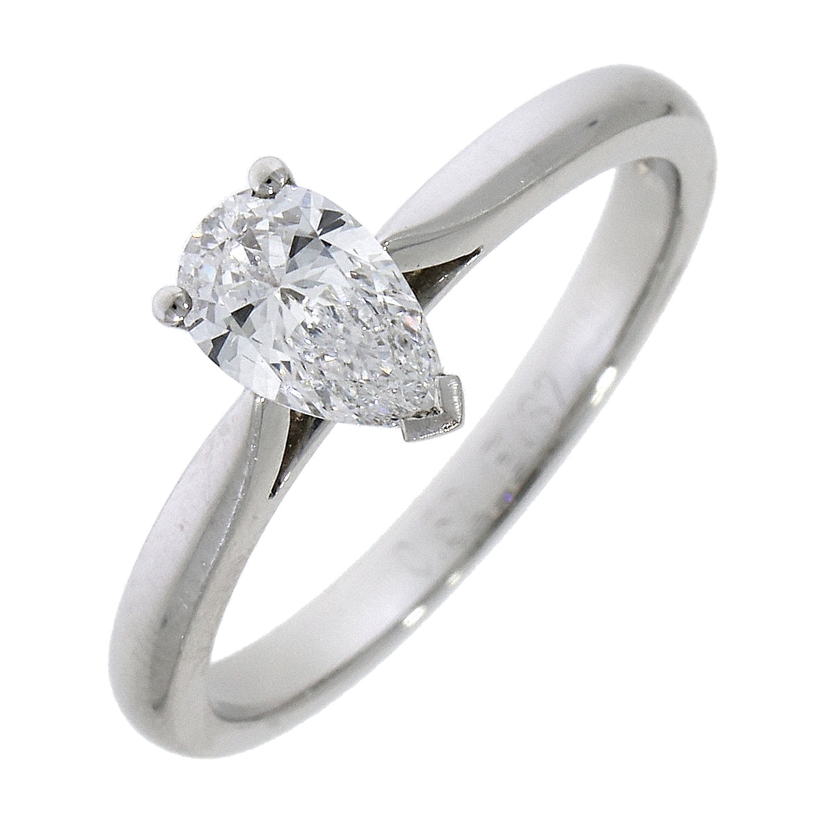 Platinum Solitaire Claw Set 0.50ct Single Stone Pear Shaped Diamond Ring