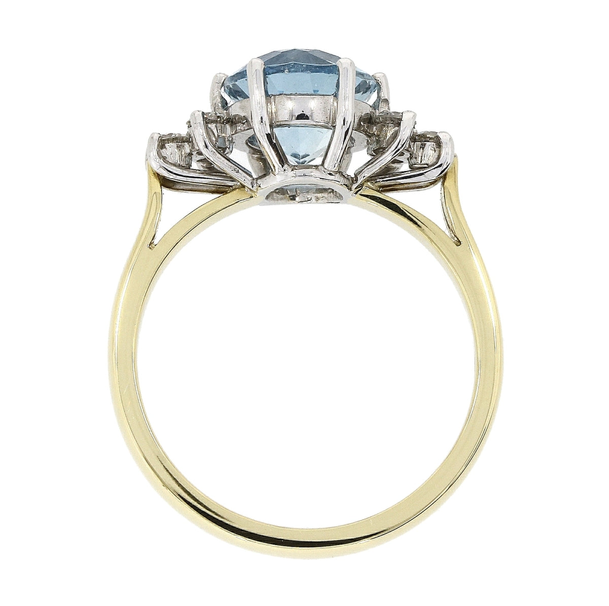 18ct Gold Aquamarine & Diamond Set Ring