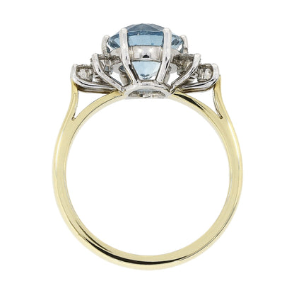 18ct Gold Aquamarine & Diamond Set Ring