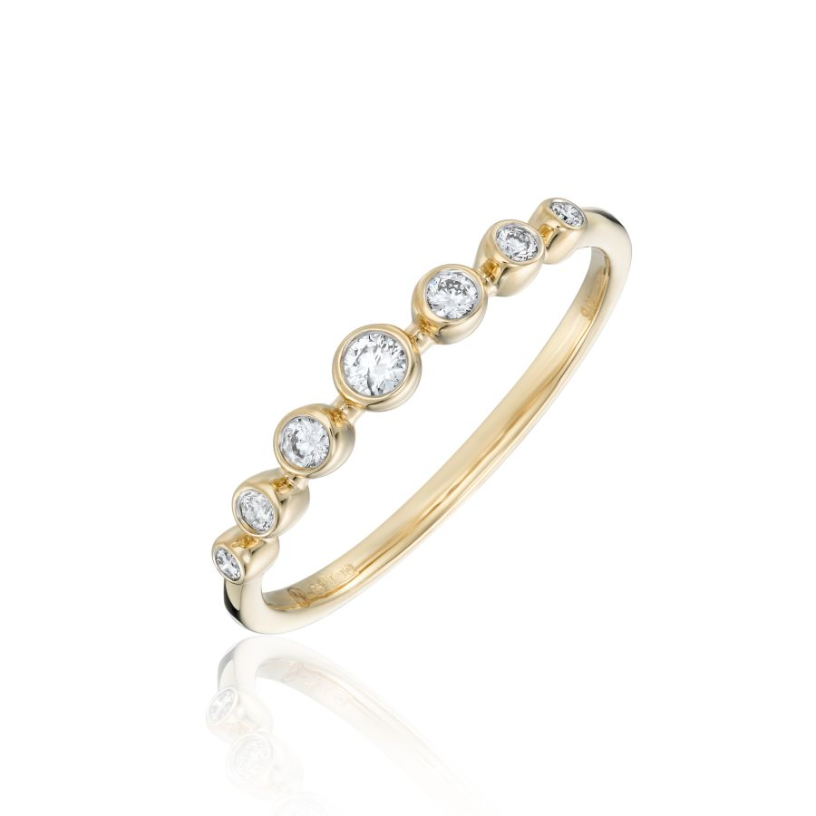 9ct Gold Single Row Diamond Set Bubble Dress Ring