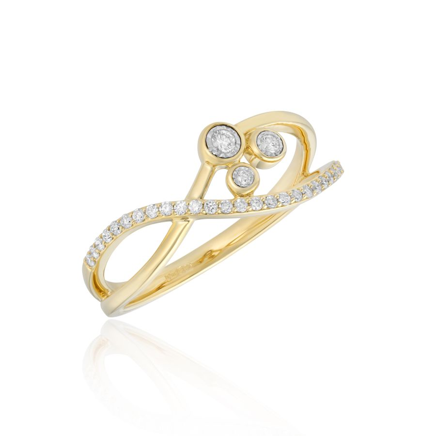 9ct Gold Diamond Set Bubble Dress Ring