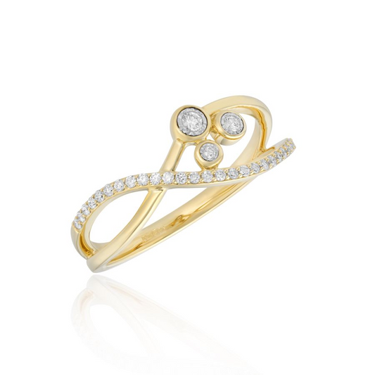 9ct Gold Diamond Set Bubble Dress Ring