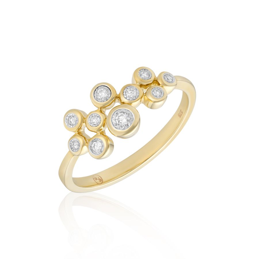 9ct Gold Diamond Set Bubble Dress Ring