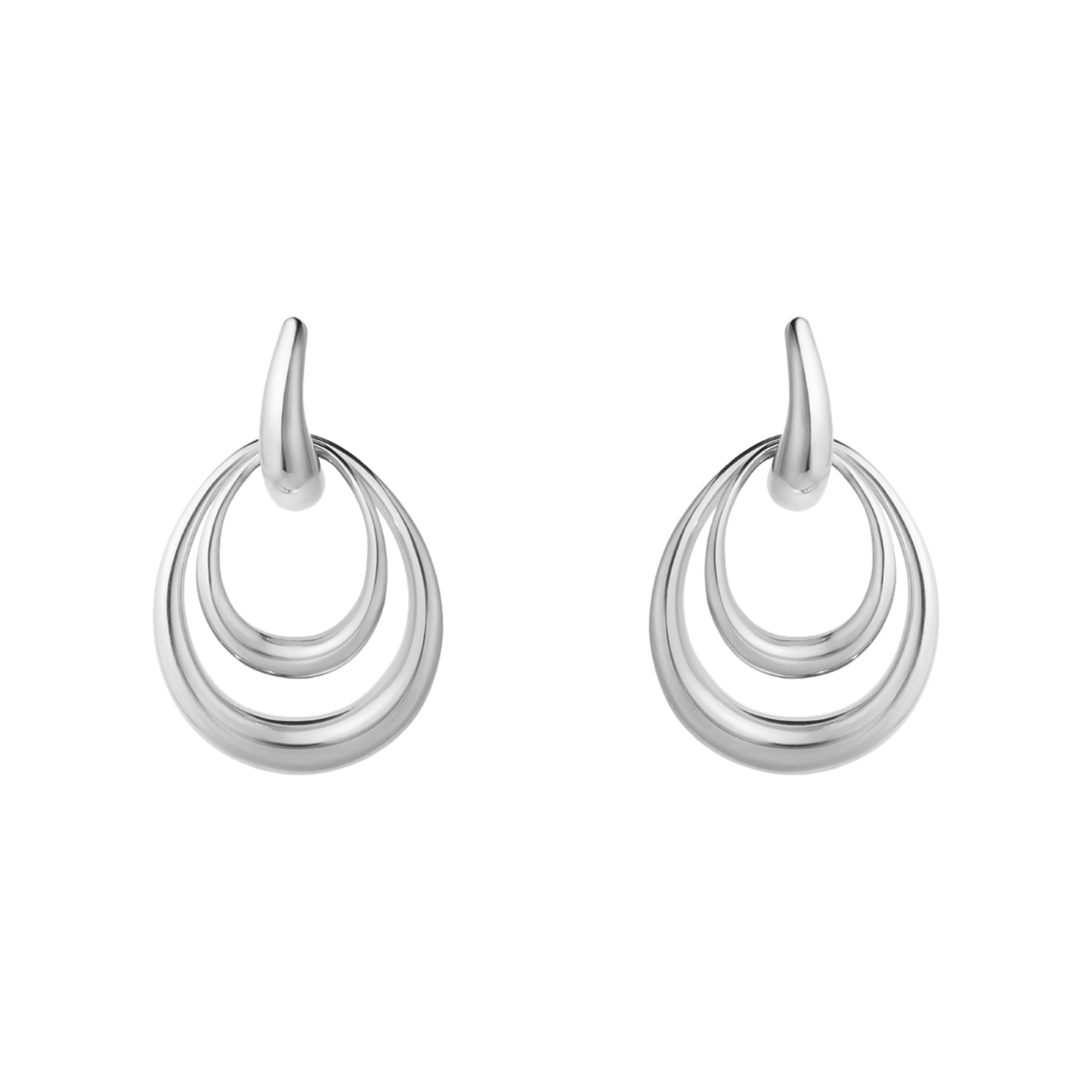 Georg Jensen OFFSPRING Double Element Medium Sterling Silver Drop Earrings 20001943