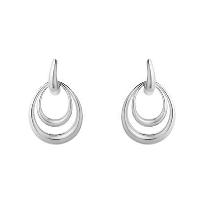 Georg Jensen OFFSPRING Double Element Medium Sterling Silver Drop Earrings 20001943
