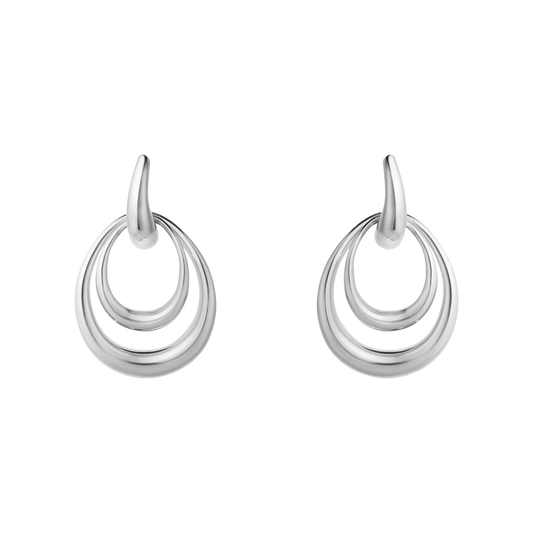 Georg Jensen OFFSPRING Double Element Medium Sterling Silver Drop Earrings 20001943
