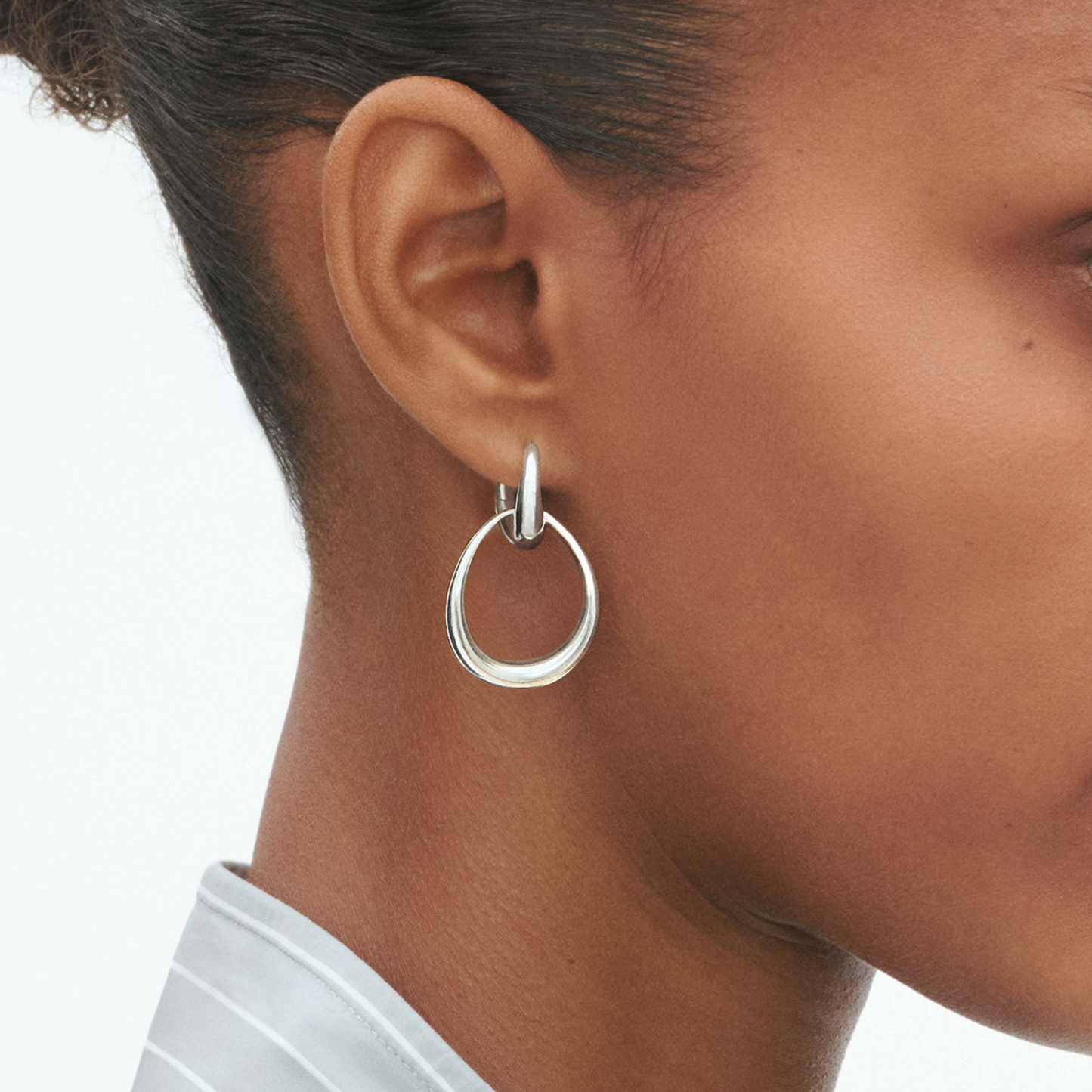 Georg Jensen OFFSPRING Double Element Medium Sterling Silver Drop Earrings 20001943