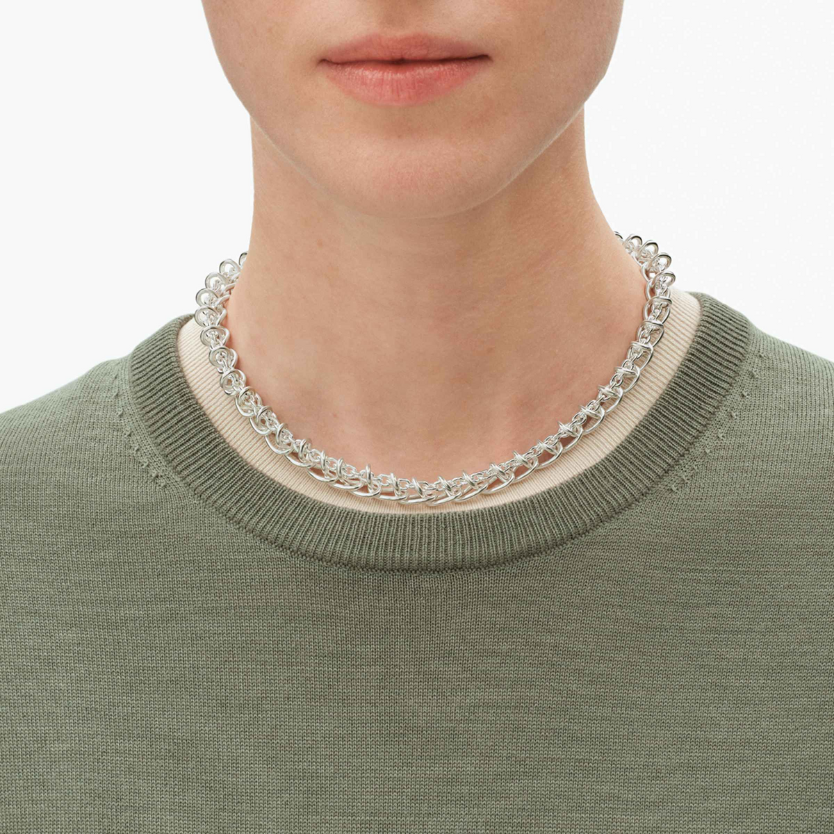 Georg Jensen WEFT Single Link Sterling Silver Necklace 20002031