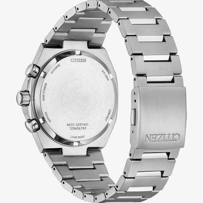 Citizen Eco-Drive Zenshin Light Blue Dial Titanium Mens Chronograph Watch CA4610-85M