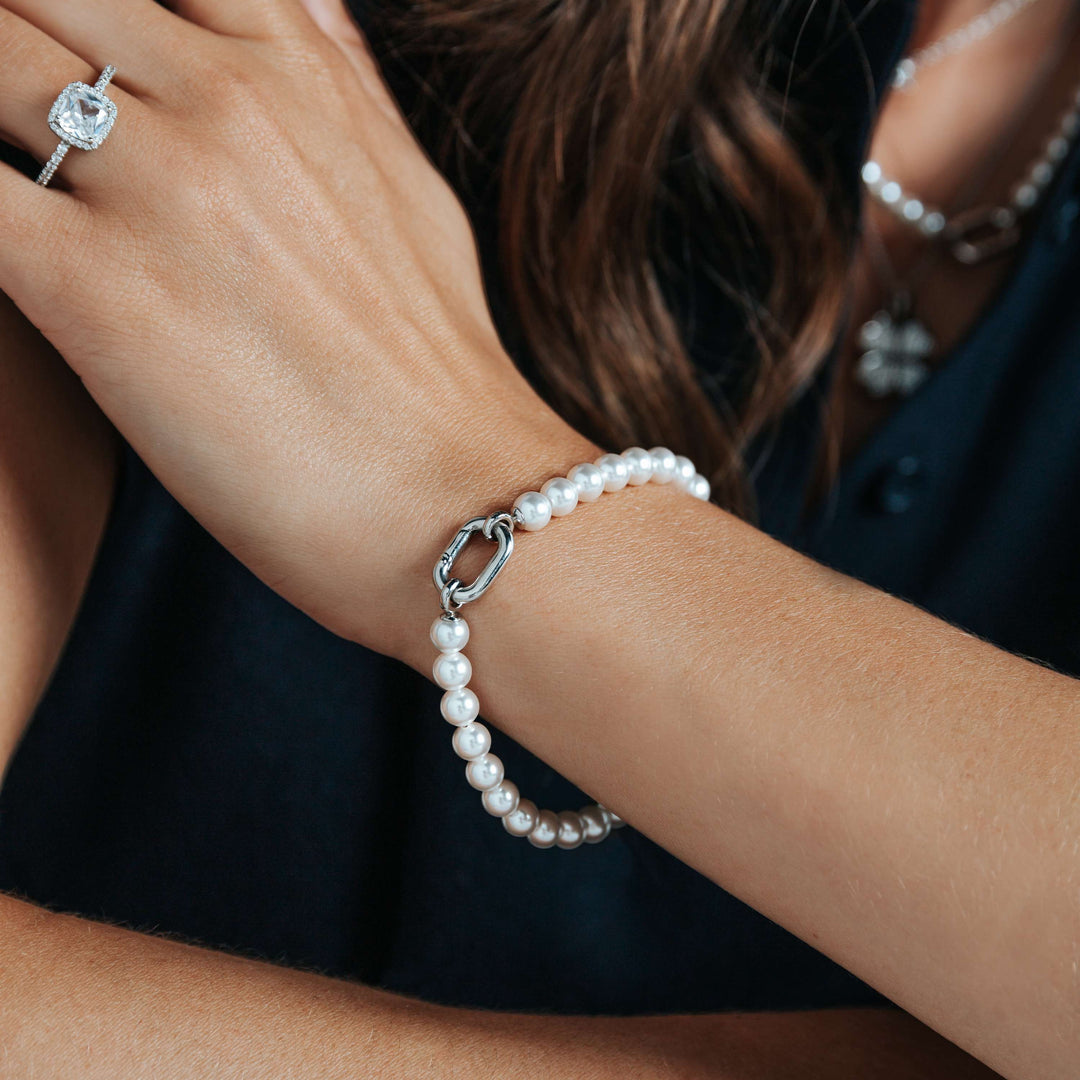 TI SENTO Sterling Silver 6mm Pearl Set Bracelet