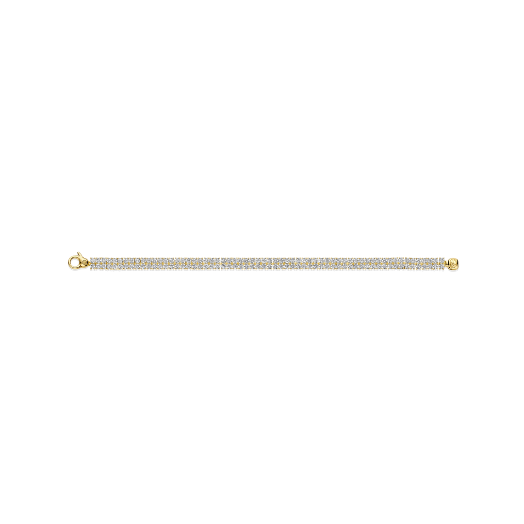 TI SENTO Gold Plated Sterling Silver Cubic Zirconia Set Two Row Bracelet